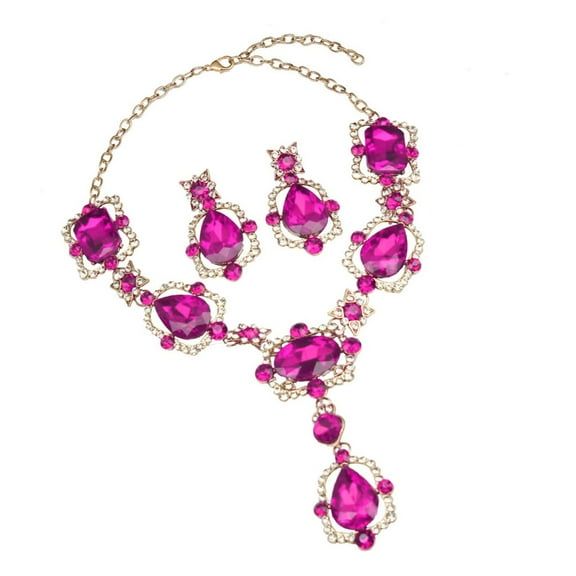YIEMEEN Sophisticated Crystal Necklace and Earrings Jewelry Set for Special Celebrations