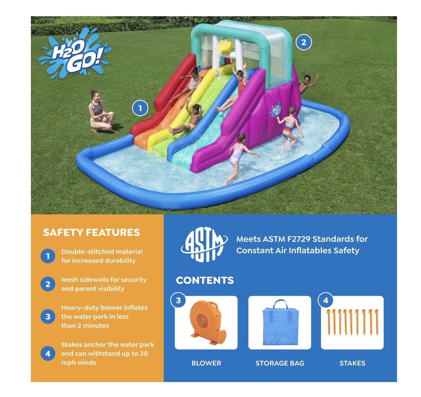 H2OGO! Triple Splash 8'9" Inflatable Water Park