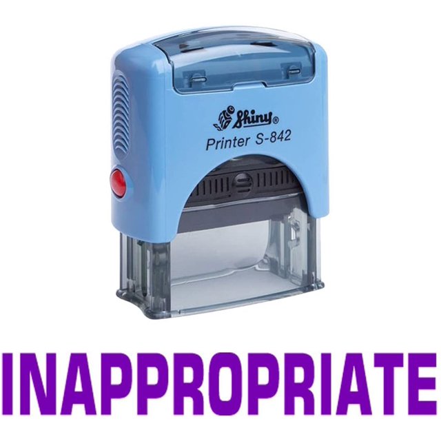 INAPPROPRIATE Office Stationary Custom Shiny Stamp Self Inking Rubber Stamp