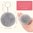 thumbnail image 3 of llaveros con pompones, pompones sintéticos esponjosos, adorno de peluche suave, accesorio colgante para niñas y mujeres (gris, negro), 3 of 5