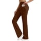 thumbnail image 2 of Amzcrzy Pantalones Yoga Mujer Color Liso - Cintura Elástica, Control Abdominal, Corte Acampanado, Leggings Elásticos Cómodos, Bolsillos S-2XL Marrón, 2 of 7