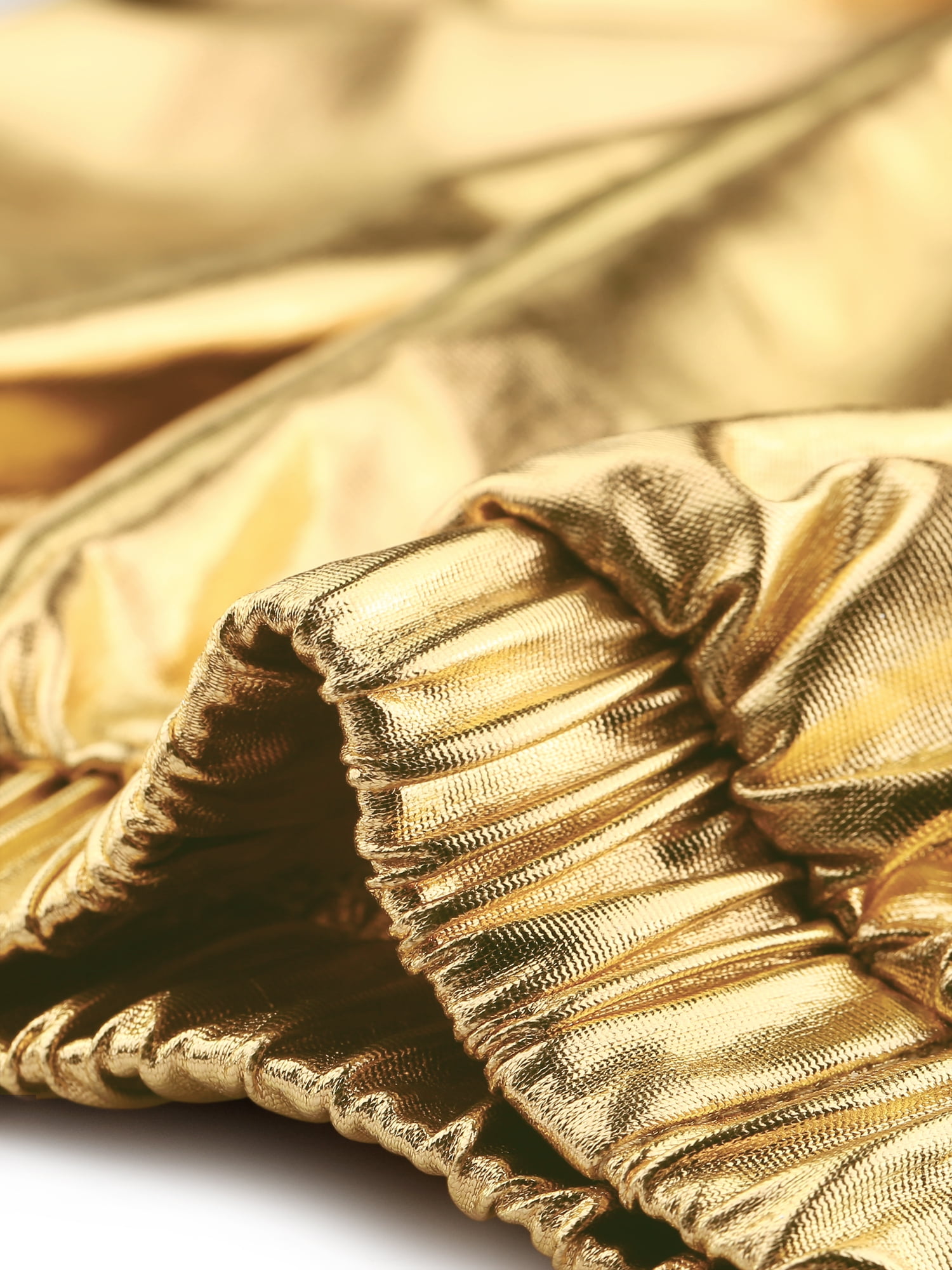 DARING DIVA Women's Sparkle Shiny High Waist Metallic Jogger Pants M Champagne Gold