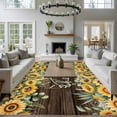 thumbnail image 4 of Area Rug 60×96in, Hello Summer Words Floor Carpet Living Room Rug, Watercolor Farm Sunflowers Non-Slip Welcome Mat Indoor Rugs for Bedroom Dining Room, 4 of 9