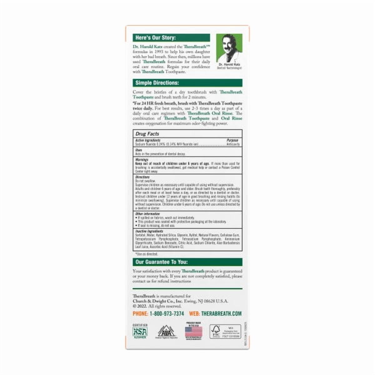 5 Pack - TheraBreath Fresh Breath Dentist Formulated Toothpaste, Mild Mint, 4 Ounce