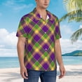 thumbnail image 5 of Bixox Men's Hawaiian Shirts Men's Mardi Gras Plaid Print Short-Sleeve Shirt-3X-Large, 5 of 8