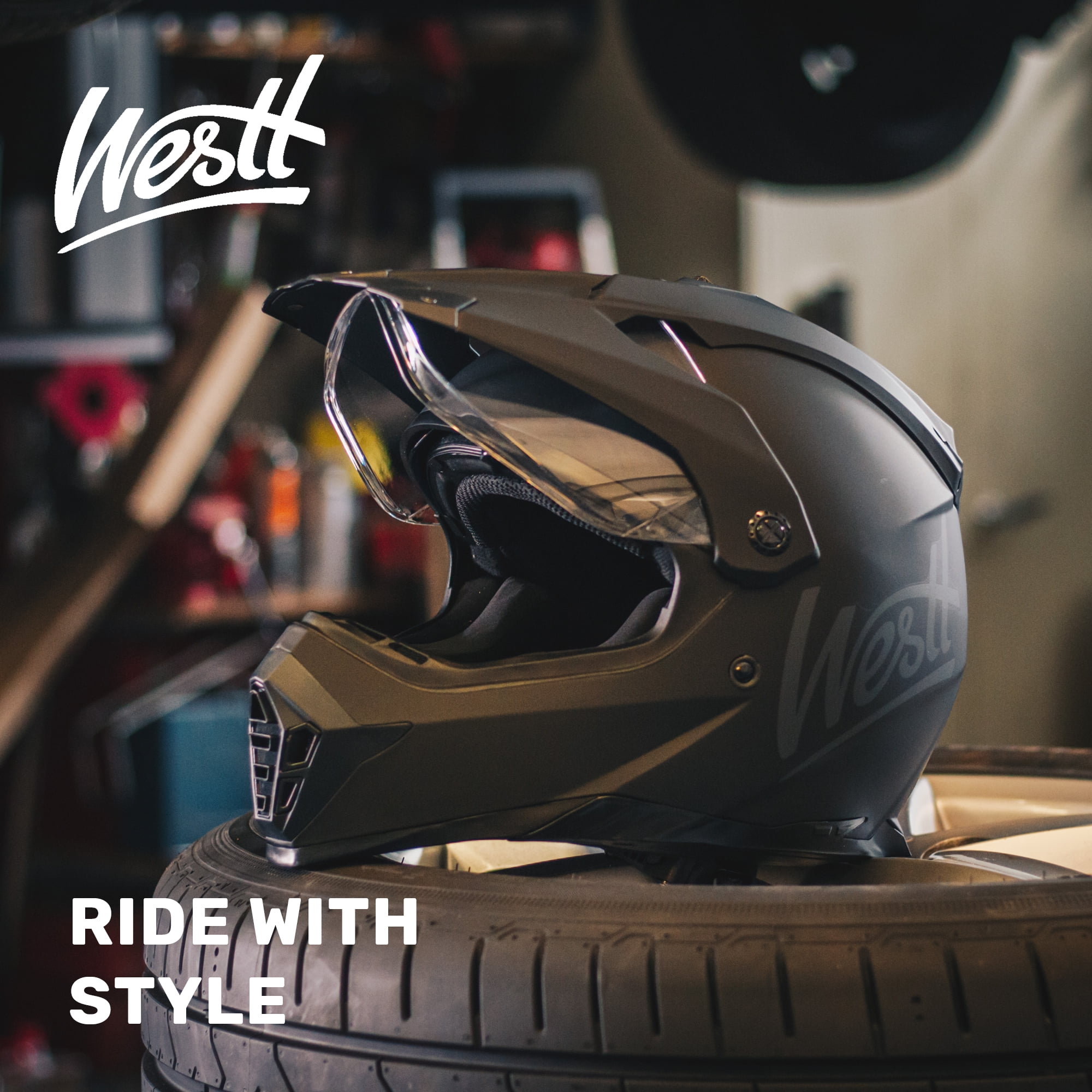 Westt M Black ABS Full Face Helmets, DOT Approved Helmet