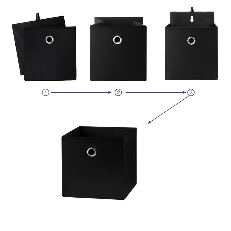 Mainstays Collapsible Fabric Cube Storage Bin, Rich Black