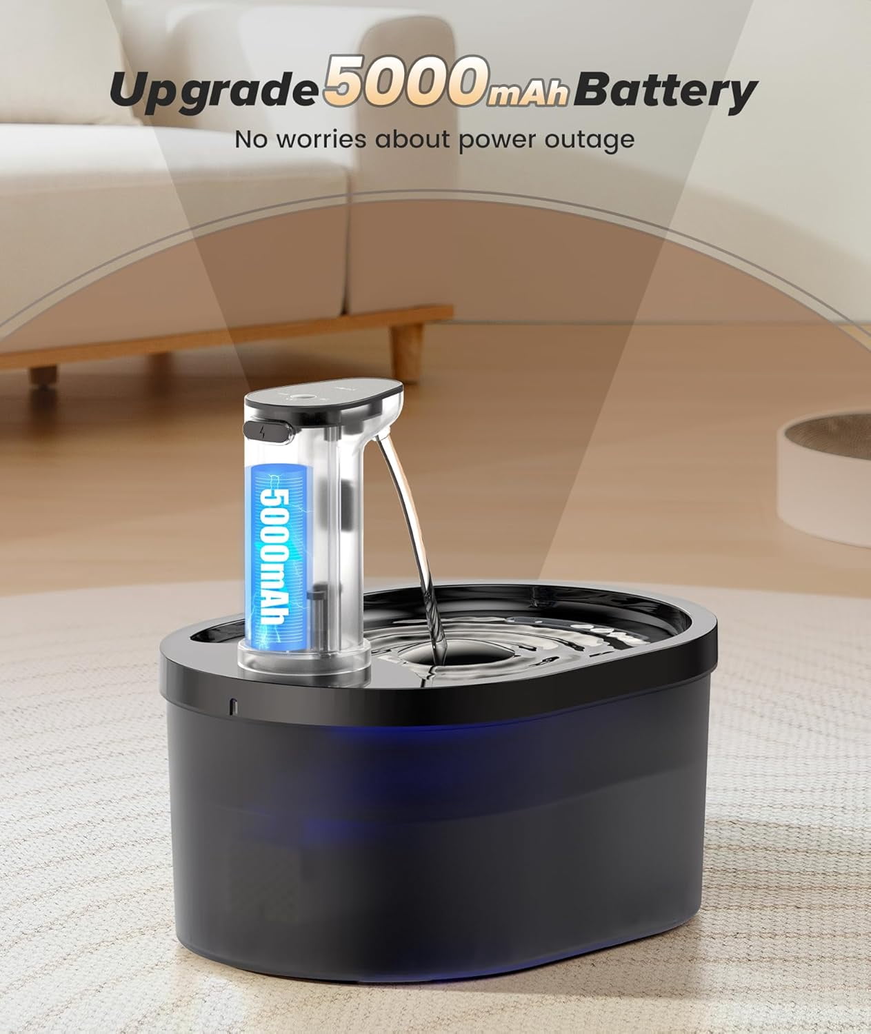Cordless Cat Water Fountain, 5000mAh Battery Operated Pet Water Fountain, 101oz/3L Wireless Cat Drinking Fountain with Motion Sensor for Cats Indoor Outdoor Ultra Quiet BPA-Free