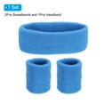 thumbnail image 3 of Uxcell 2 Sport Wristbands & 1 Headband Set Cotton Absorbent Athletic Sweatband Sky Blue, 3 of 6
