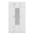 thumbnail image 4 of 3-Door Mirror  Wardrobe with 2 Drawers and Top Cabinet,White, 4 of 32