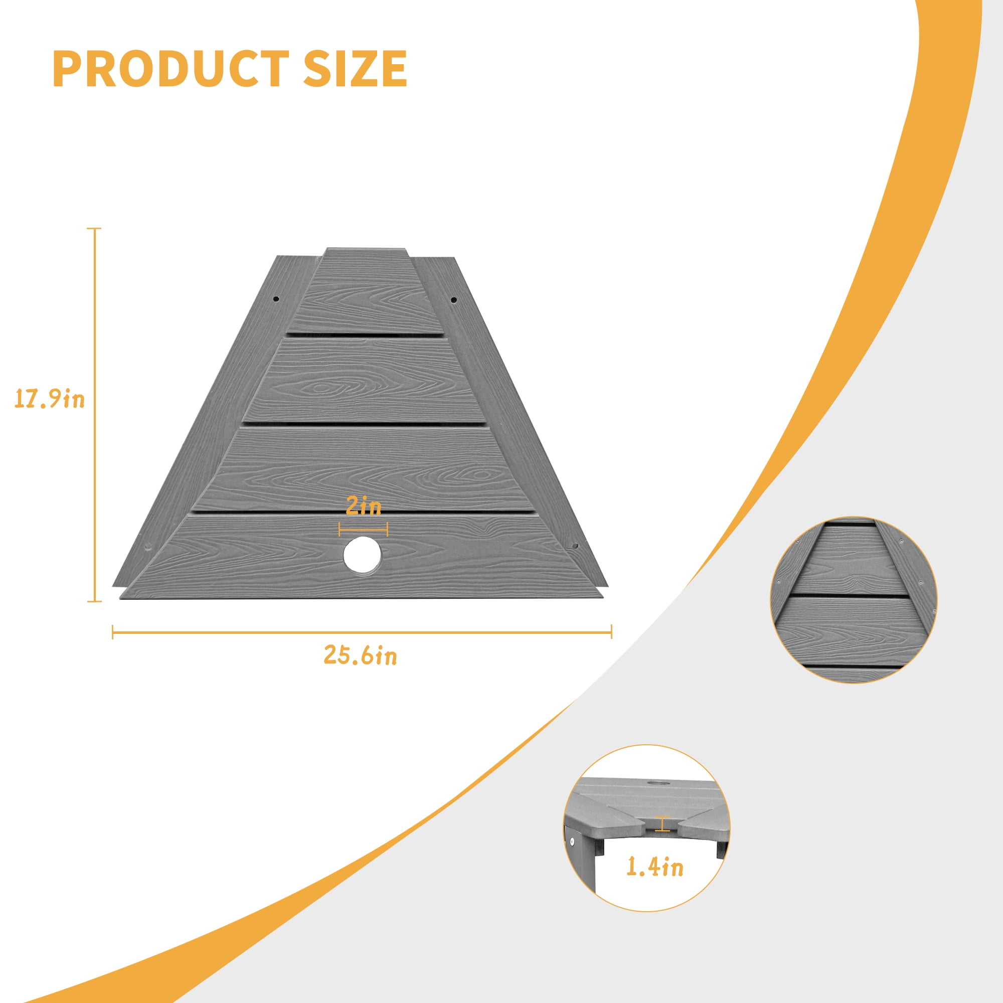 Connecting Tray Table, HIPS Polywood, Weather-Resistant, Umbrella Hole, Outdoor Patio Furniture