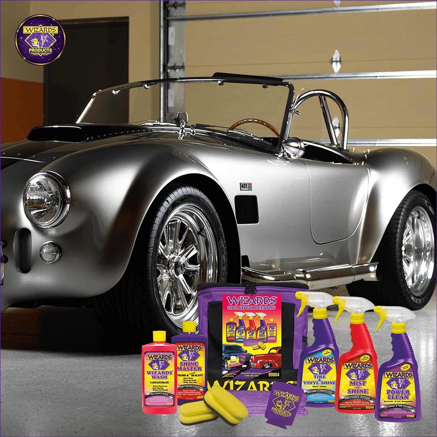Wizards Products 7-Piece Car Detailing Kit Comprehensive Car Cleaning Kit with Tire Shine Car Sealant Car Soap and More Car Cleaning Supplies