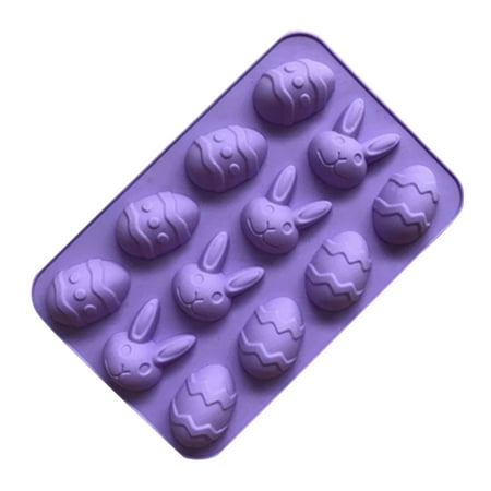 

wendunide kitchen gadgets Easter Bunny Eggs DIY Chocolate Cake Baking Tool Silicone Molds Purple