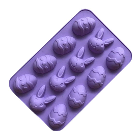 Piwvid 12-Cavity Easter Bunny Egg Silicone Baking Mold Set, DIY Chocolate Cake Decorating Tools for Holiday Desserts & Kids Baking Activities