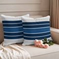 thumbnail image 2 of Lake Blue Stripes Outdoor Waterproof Pillow Covers, Modern Minimalist Gradient Lines Decorative Square Throw Pillowcase Sofa Cushion Sham for Patio/Couch/Chair, 24"x24" 2 Pack, 2 of 8