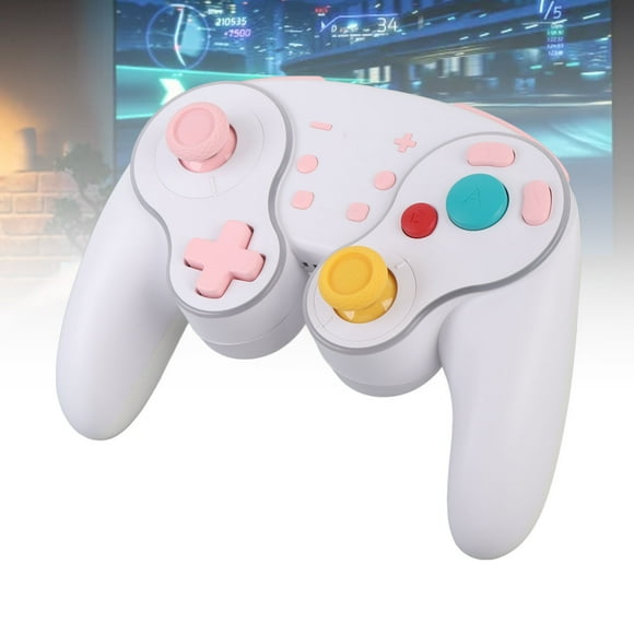 Wireless Game Controller, Six Axis Gyro RGB Video Game Controller One Key Wake Up with Wireless Charging Dock for Home White