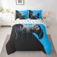 thumbnail image 2 of Manfei Eat Sleep Game Bedding Comforter Set 7-Piece, Black Blue Gamepad Geometric King Bedding Sets, Teen Boy Girl Kid Reversible Bed Sheets, Breathable Home Decor, 2 of 7