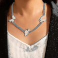 thumbnail image 2 of Collar de mariposa con dijes de Tocona para mujer, nuevo y moderno collar de accesorios de joyería ajustables de aleación de metal de color plateado 19943 --- Código de producto 43993, 2 of 5