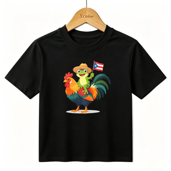 Boys Graphic T-Shirt Puerto Rico Flag Frog Coqui Rooster Pride Kids Tees 100% Cotton Tops Ages 4-13Y