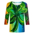 thumbnail image 4 of Ladies St. Patrick's Day Tops, 3/4 Sleeve T Shirt Women, Crew Neck Blouses Women's St. Patrick's Day Printed Fashion Tees Casual Crewneck 3/4 Sleeved Ladies Tops Blouses Shirts, 4 of 5