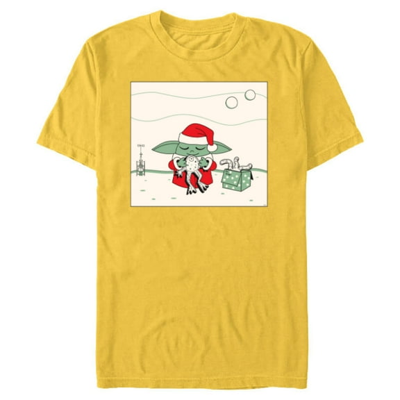 Star Wars Grogu Santa Costume with Holiday Christmas Cookies - Short Sleeve Blended T-Shirt for Adults - Customized-Yellow