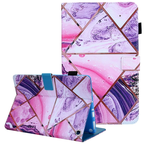 Marble Case for Kindle Fire HD 10 Plus 2021, Fire HD 10.1-inch Cover 11th Gen 2021, Allytech Slim PU Leather with Shockproof TPU Multi-Angle Viewing Stand Auto Sleep Wake Case Sleeve, Purple Grid
