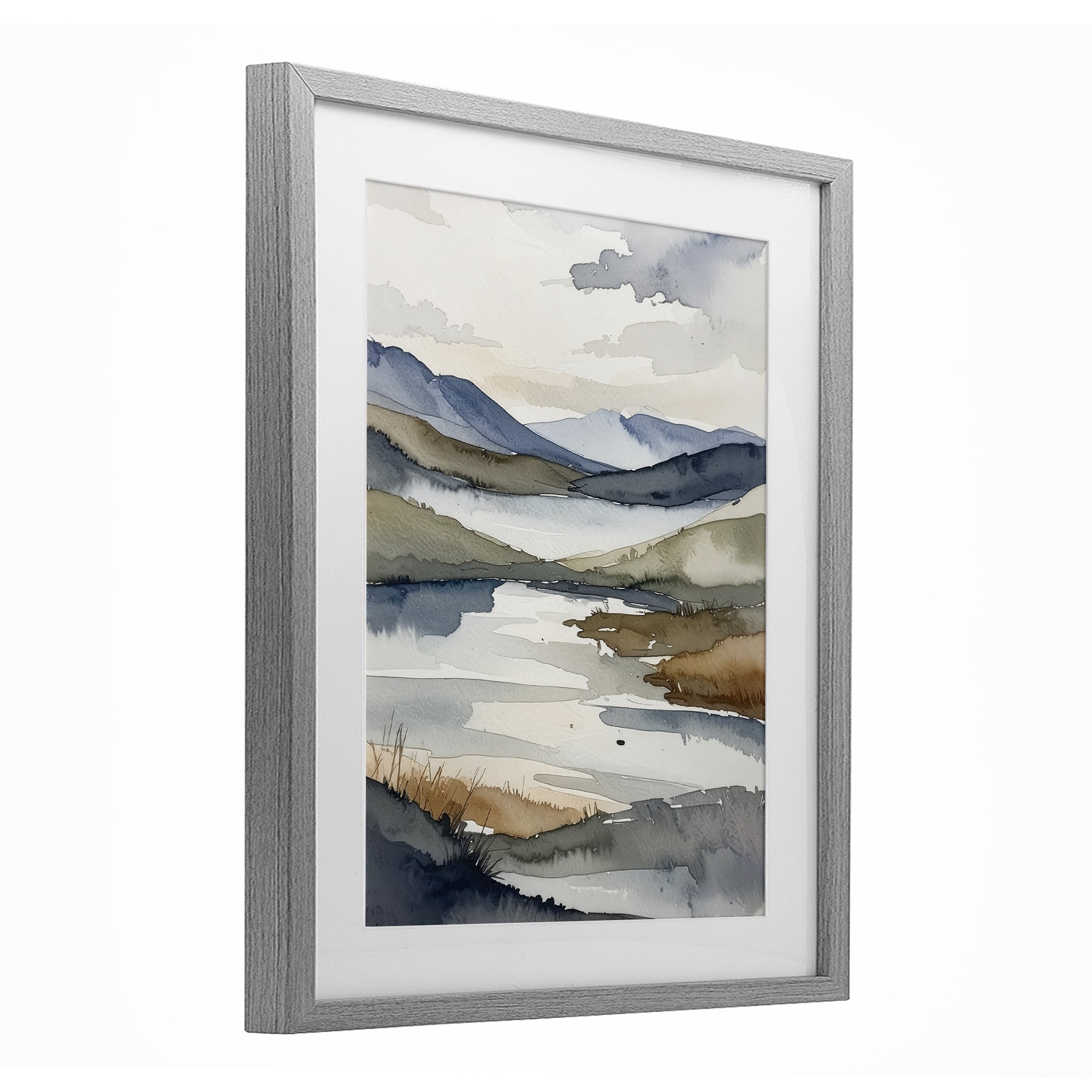 Stupell Industries Flow Of Water Pond Gray Framed Print Under Glass, design by Alonza Saunders