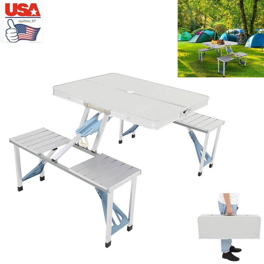 Foldable Picnic Table Aluminium Outdoor Furniture Garden Set Patio Camping Seats 