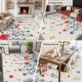 thumbnail image 6 of Independence Day Flower Washable Area Rug 5 x 8 ft Retro Farm Red Blue White Floral Green Leaf Linen, Soft Non Slip Rugs Stain Repellent Indoor Felt Carpet for Living Dining Room Bedroom Home Office, 6 of 9