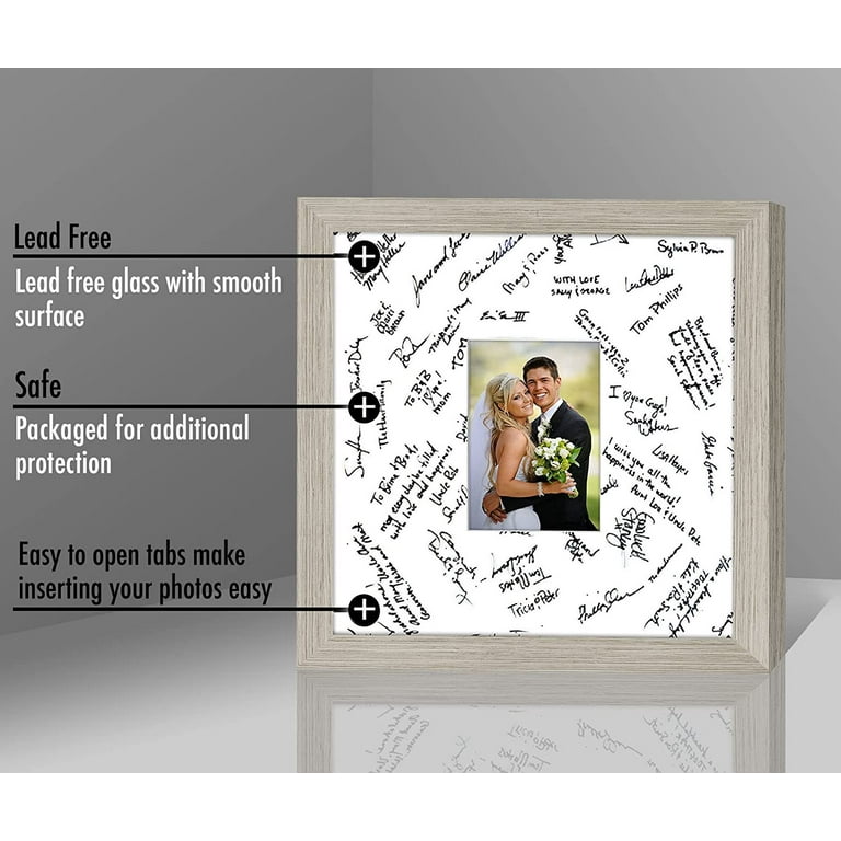 Americanflat 14x14 Black Wedding Signature Picture Frame Displays 5x7 Photo  with Polished Glass (2 Pack)