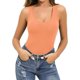 thumbnail image 2 of Xishao - Body de Tirantes para Mujer, Cuello Redondo, Acanalado, Espalda Cruzada, Anaranjado, L Xishao ropa, 2 of 2