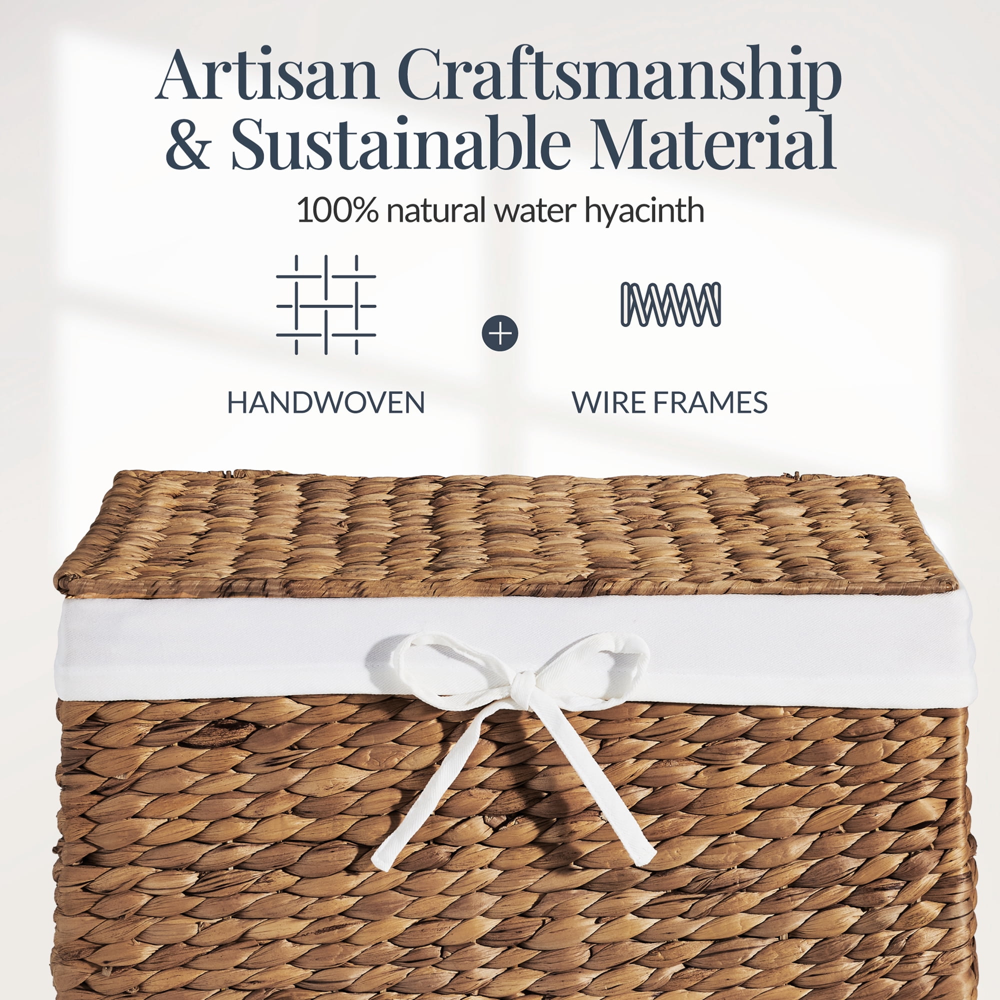Best Choice Products Large Laundry Hamper w/Lid, Handwoven Laundry Basket, w/ Removable Liner & Handles - Chestnut