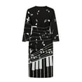 thumbnail image 4 of Yuyamidu Music Note Long Bath Robe Loose Robes Nightgowns for Women Size 2XL Piano Spa Bathrobes Nightgown Ladies Pajamas Sleepwear Casual Louge Wear Robe, Black, 4 of 7