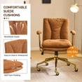 thumbnail image 5 of Ktaxon Office Chair High Back Study Chair Faux Leather Adjustable Swivel Vanity Chair with Padded Armrests for Conference and Home Brown, 5 of 7