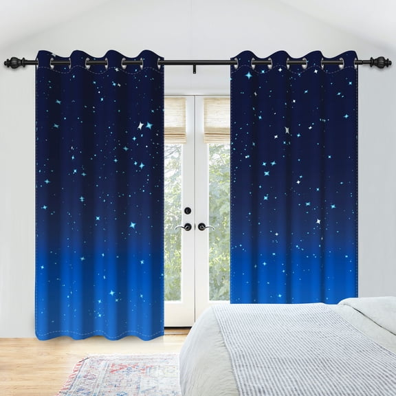 Nanqianyi Blue Gradient Starry Blackout Curtains Windows for Bedroom Living Room Grommet Drapes 42"W x 84"L,Set of 2