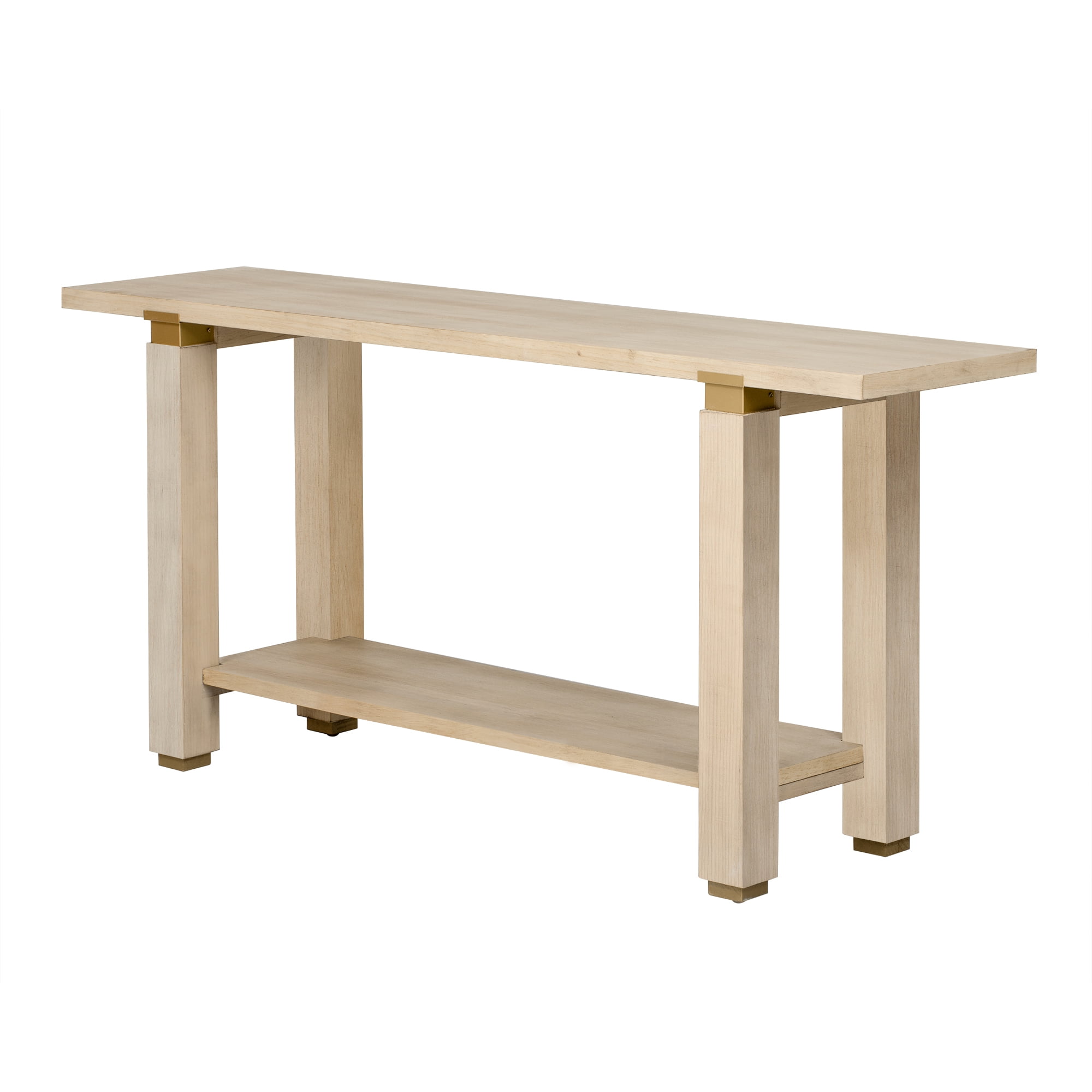 Euroco 63" Long Console Table, Solid Wood Narrow Sofa Table Behind Couch with Bottom Shelf,Modern Entryway Table for Hallway Living Room,Gray