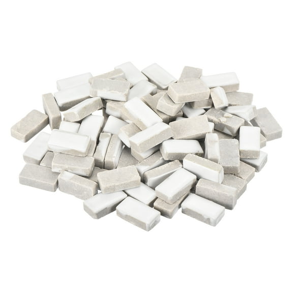 200g Ceramic Mosaic Tiles for Crafts Bulk, Rectangle White Ceramic Tiles for Mosaic Kits