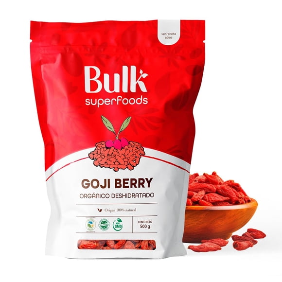 BULK SUPERFOODS Goji Berries 500 g - Bayas de Goji Orgánicas - Fruta Deshidratada 100% Natural - Sin Conservantes ni Aditivos