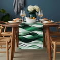 thumbnail image 2 of Green Striped Ombre Table Runner - 108 Inch Long, Kitchen Dining Table Runner Dresser Scarves, Modern Green Moire Geometric Farmhouse Decor for Coffee Tables Wedding Party Banquet, 2 of 8