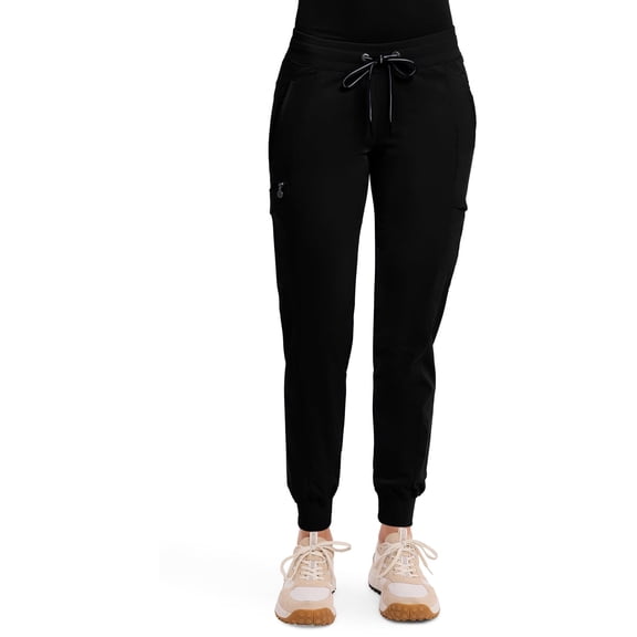 Healing Hands Women's Jogger Scrub Pant 7 Pockets Elastic Drawstring, with Moisture Wicking & 2-Way Stretch Technology - 9244P, XS Petite, Black
