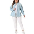thumbnail image 2 of Agnes Orinda Women's Plus Size Button Down Long Sleeve Denim Shirts 4X Pale Blue, 2 of 6