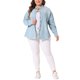 thumbnail image 2 of Camisas de mezclilla de manga larga con botones para mujeres de tallas grandes Agnes Orinda 2X azul pálido, 2 of 6