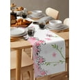 thumbnail image 6 of Pink Flowers Table Runner 70 Inches, Cartoon Botanical Floral Vines Leaves Bed Runner Dresser Scarves Tabletop for Indoor Outdoor Parties/Ceremony/Banquet, 13" x 70", 6 of 8