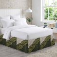 thumbnail image 3 of Olive Green Ombre Bed Skirt California King Size 16 Inch Drop, Beige Green Fabric Texture Gypsum Style Abstract Adjustable Elastic Dust Ruffles Bedskirt Wrap Around Pleated Mattress Frame Cover, 3 of 9