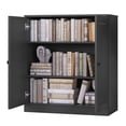 thumbnail image 2 of Palace Imports 100% Solid Wood 3-shelf Bookcase with Adjustable Shelves and Solid Doors, Gray, 2 of 4
