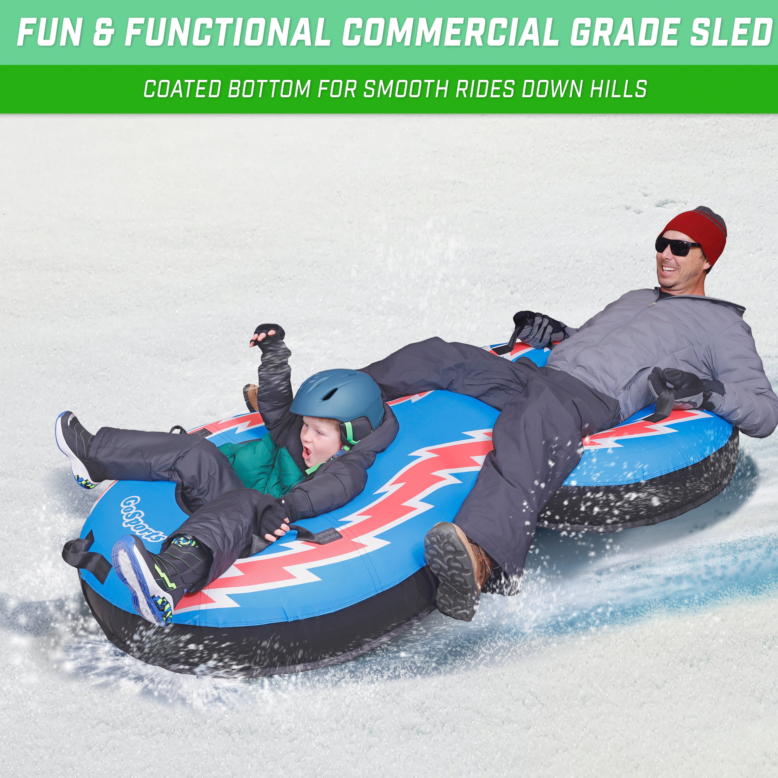 GoSports Heavy Duty 2 Person Winter Snow Tube with Premium Canvas Cover - Retro