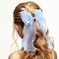 thumbnail image 6 of 2Pcs Large Hair Bow Clips, Silk Yarn Ribbon Bow Hair Barrette for Women, Elegant Long Tail Bowknot French Hair Accessories for Wedding, Parties, Festivals, 6 of 7