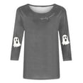 thumbnail image 4 of MaFYtyTPR Halloween Printing Tops for Women Fashion Casual Printed Round neck 3/4 Sleeves Loose Comfortable T-shirt Top Gray XL, 4 of 5
