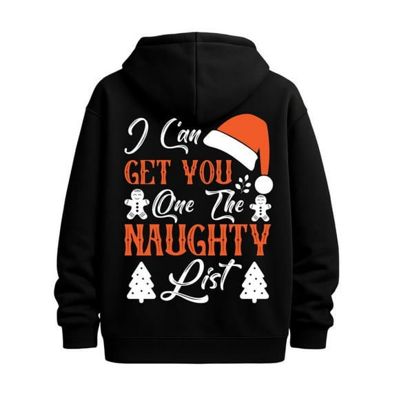 Naughty List Hoodie hoodies & sweatshirt Christmas mens sweater hoodie black Stylish Autumn/Winter Outerwear streetwear humor elegant Retro Unisex Shirt Printed tshirts