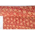 thumbnail image 6 of Red Floral Indian Kantha Quilt Handmade, Orange Flower Block Print Pure Cotton Bedspread, Indian Boho Bedding Throw, 6 of 9
